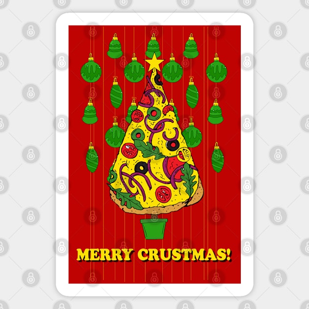 Merry Crustmas Pizza Christmas Tree Magnet by HotHibiscus